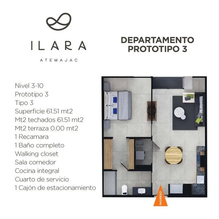 Departamento en pre-venta, Ilara Atemajac, Zapopan. Tipo 3