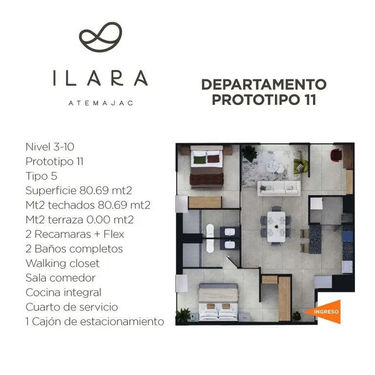 Departamento en pre-venta en ILARA Atemajac, Zapopan. Tipo 5
