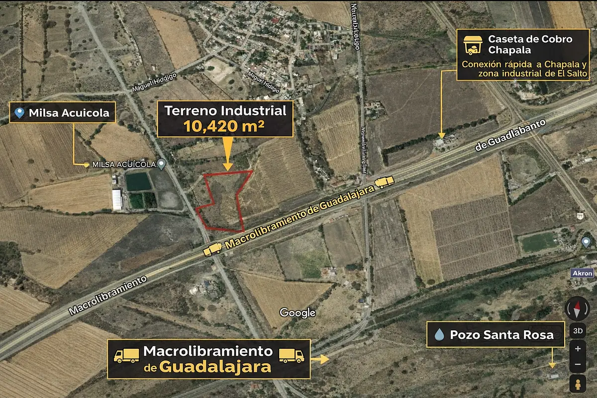 🚛 Terreno Industrial 10,420 m² Junto al Macrolibramiento | Uso Mixto | $890/m²