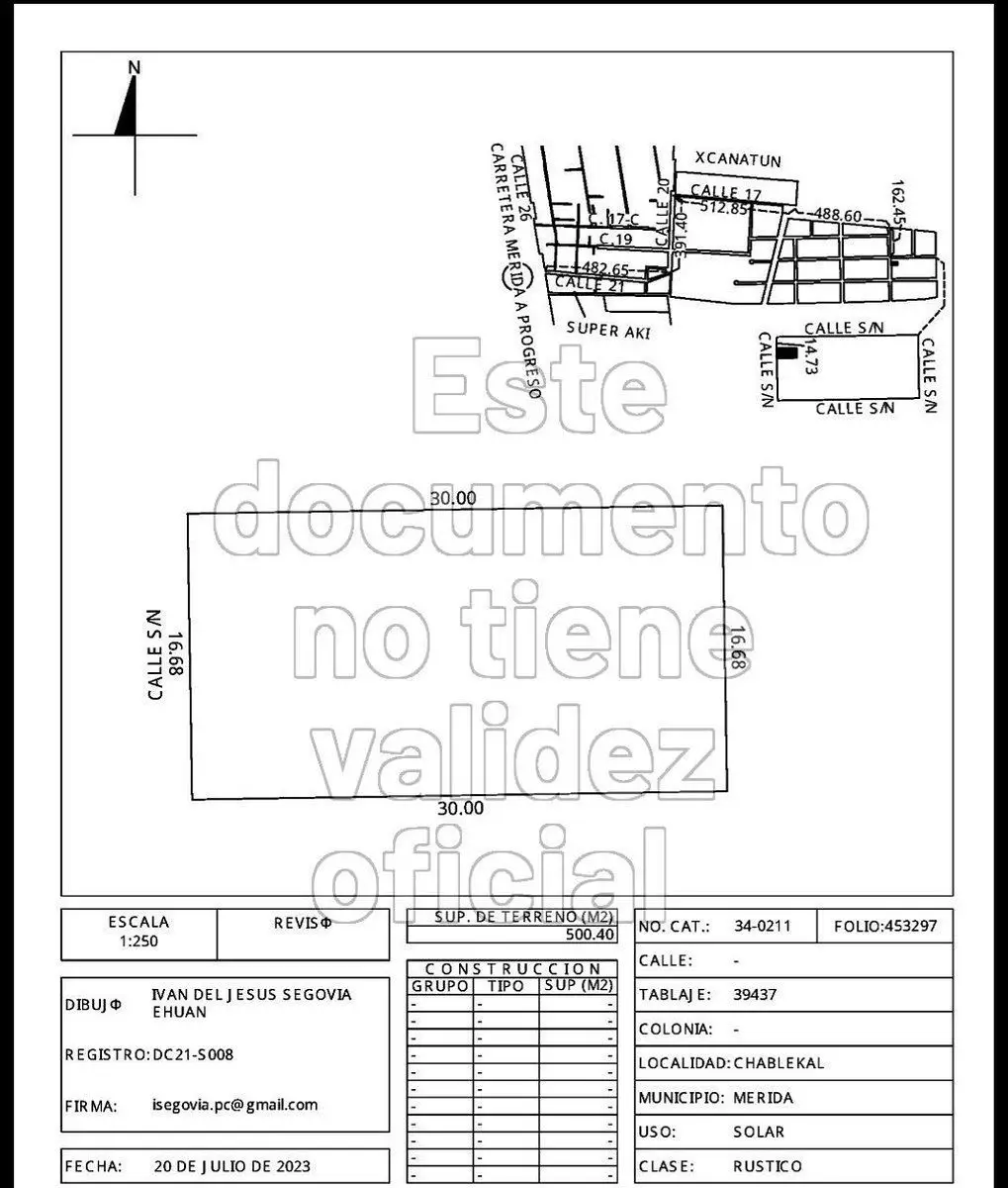Venta Terreno Temozón 500.40 Mts2