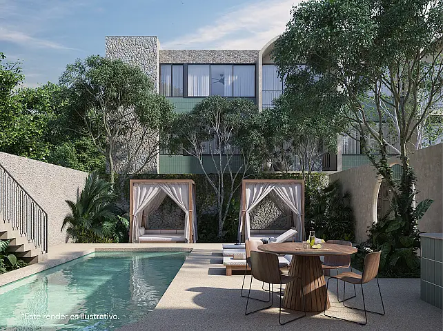 Departamento de 2 Recámaras + Estudio Planta Baja, en Pre Venta en Temozón Norte — foto 2